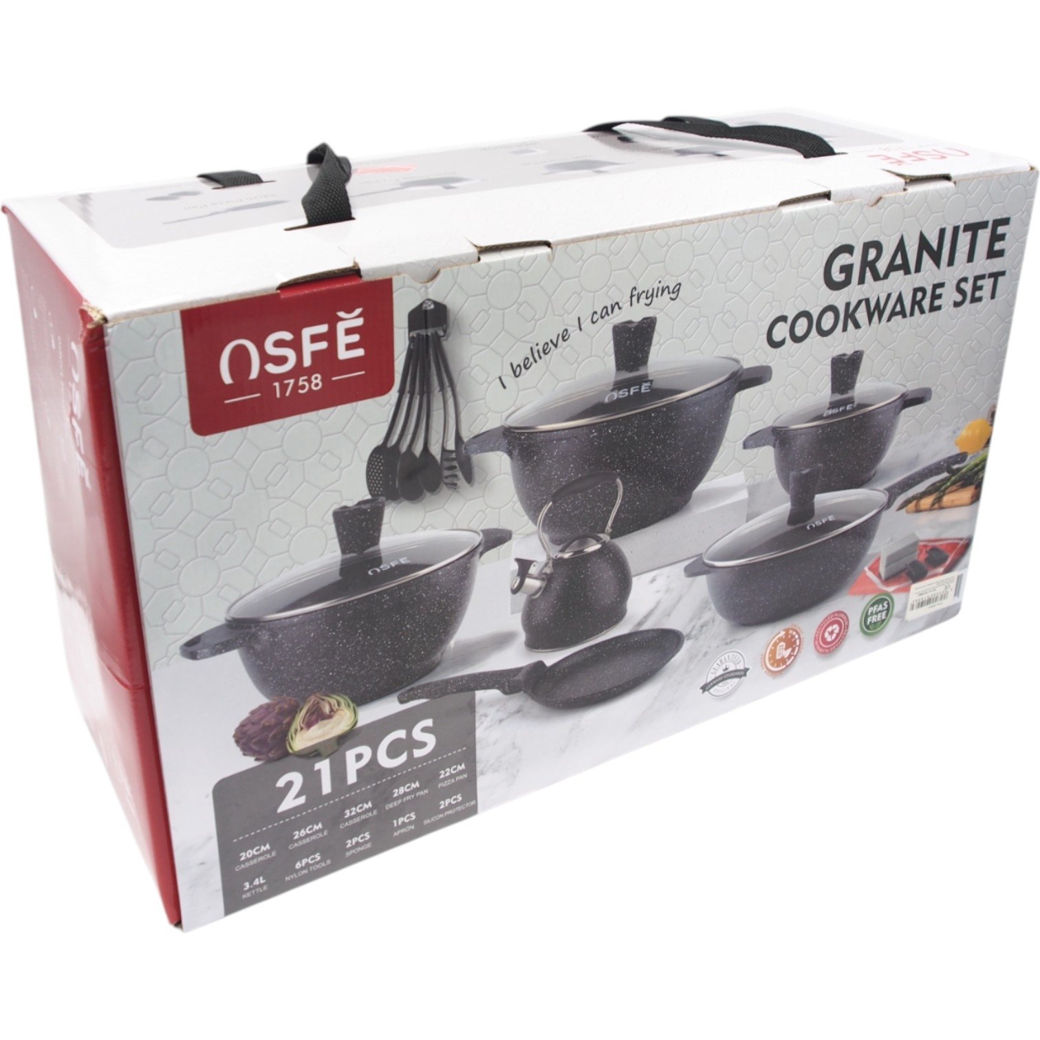 OSFE 21 dalių granito virtuvės indų rinkinys su virduliu - Image 11