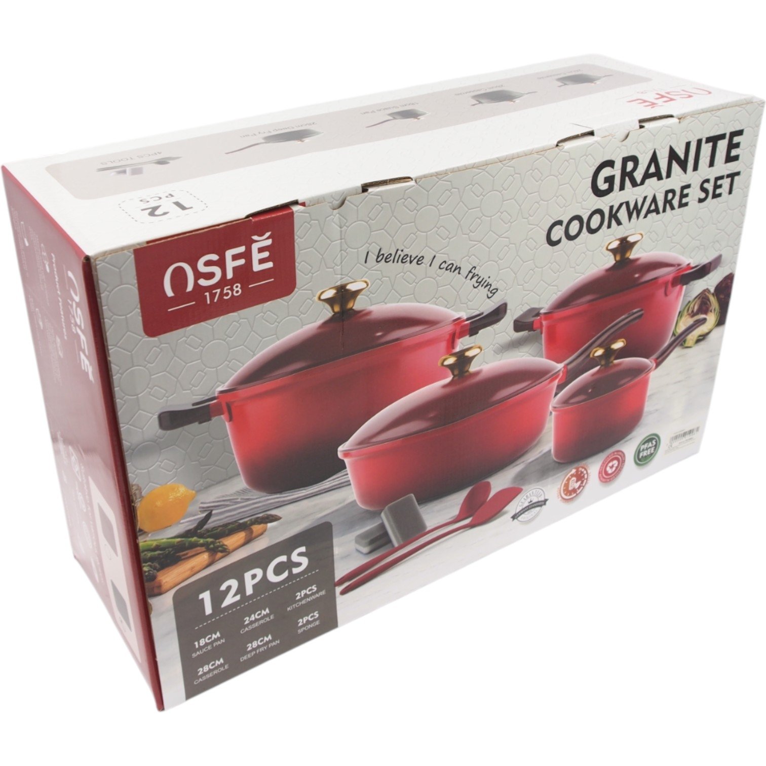 OSFE 12 dalių žalios spalvos granito puodų rinkinys - Image 12