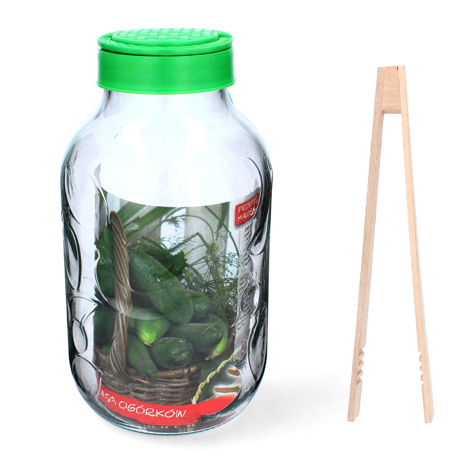 Stiklainis 5 L su plastikiniu dangteliu ir žnyplėmis - Image 3