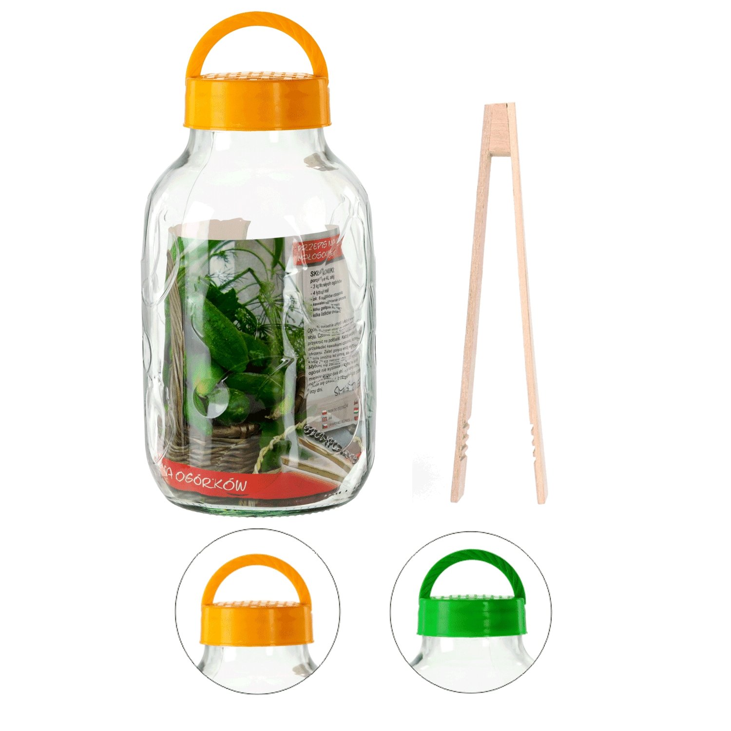 Stiklainis 5 L su plastikiniu dangteliu ir žnyplėmis - Image 4